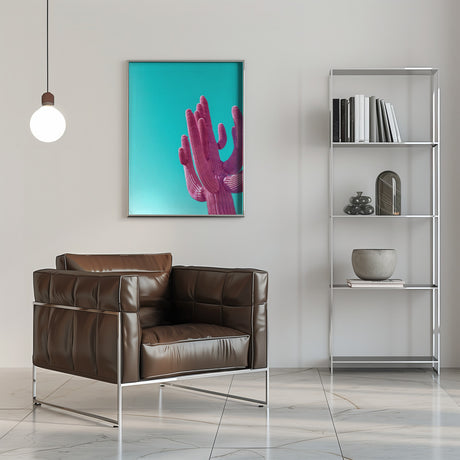 Magenta Pink Saguaro Poster och Canvastavla