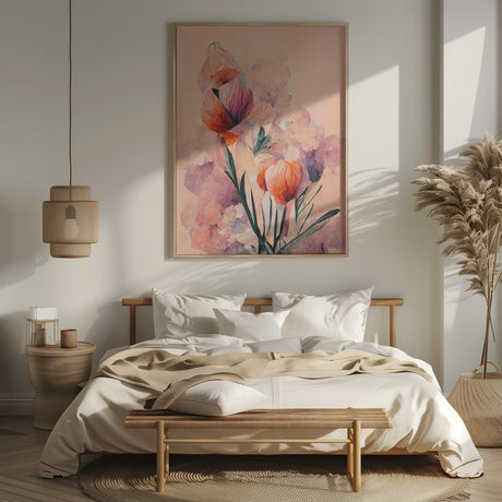 Abstract Coral Flowers (Peach) Poster och Canvastavla