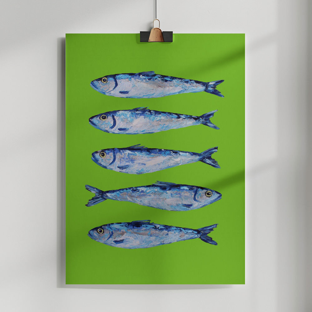 Sardines Lime Green Poster och Canvastavla