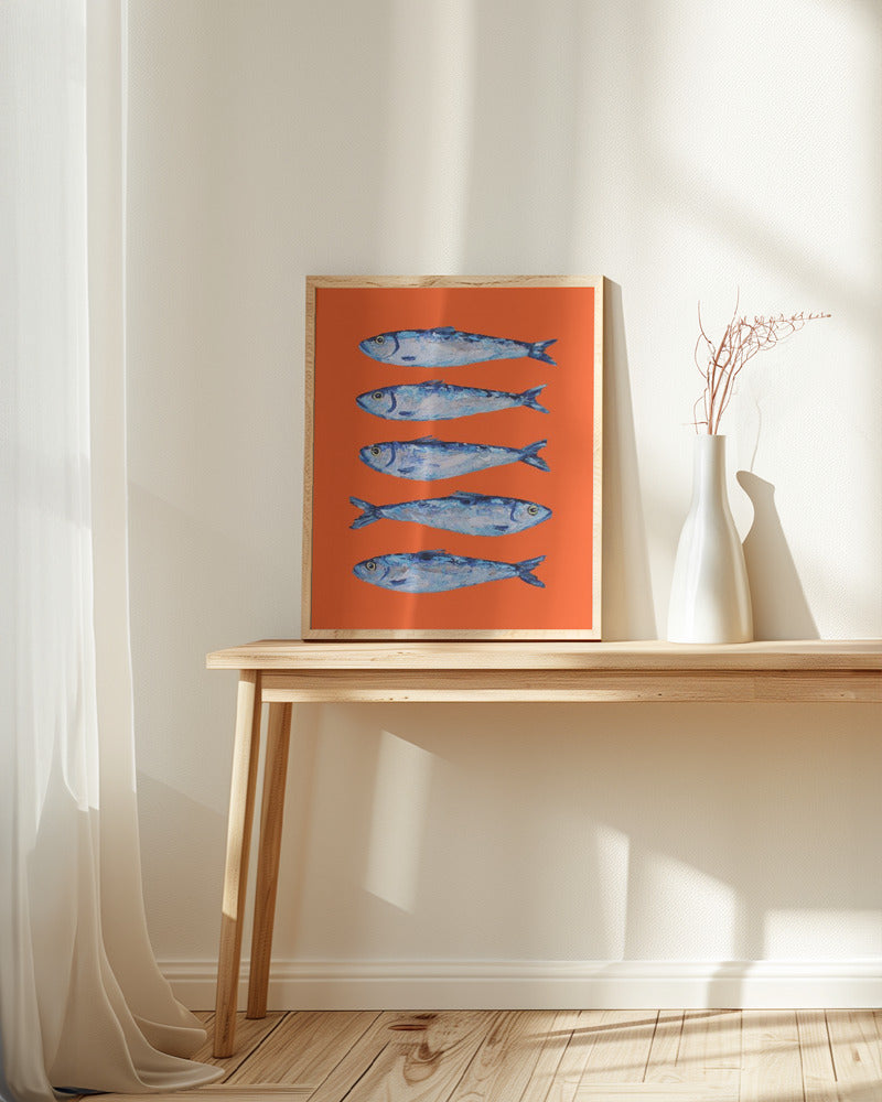 Sardines on Orange Poster och Canvastavla