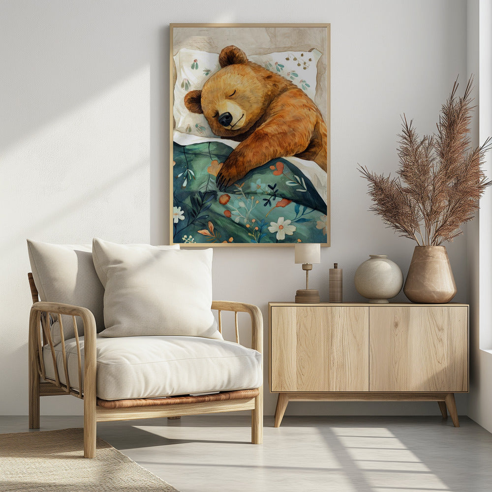 Sleepy Bear animal story Poster och Canvastavla