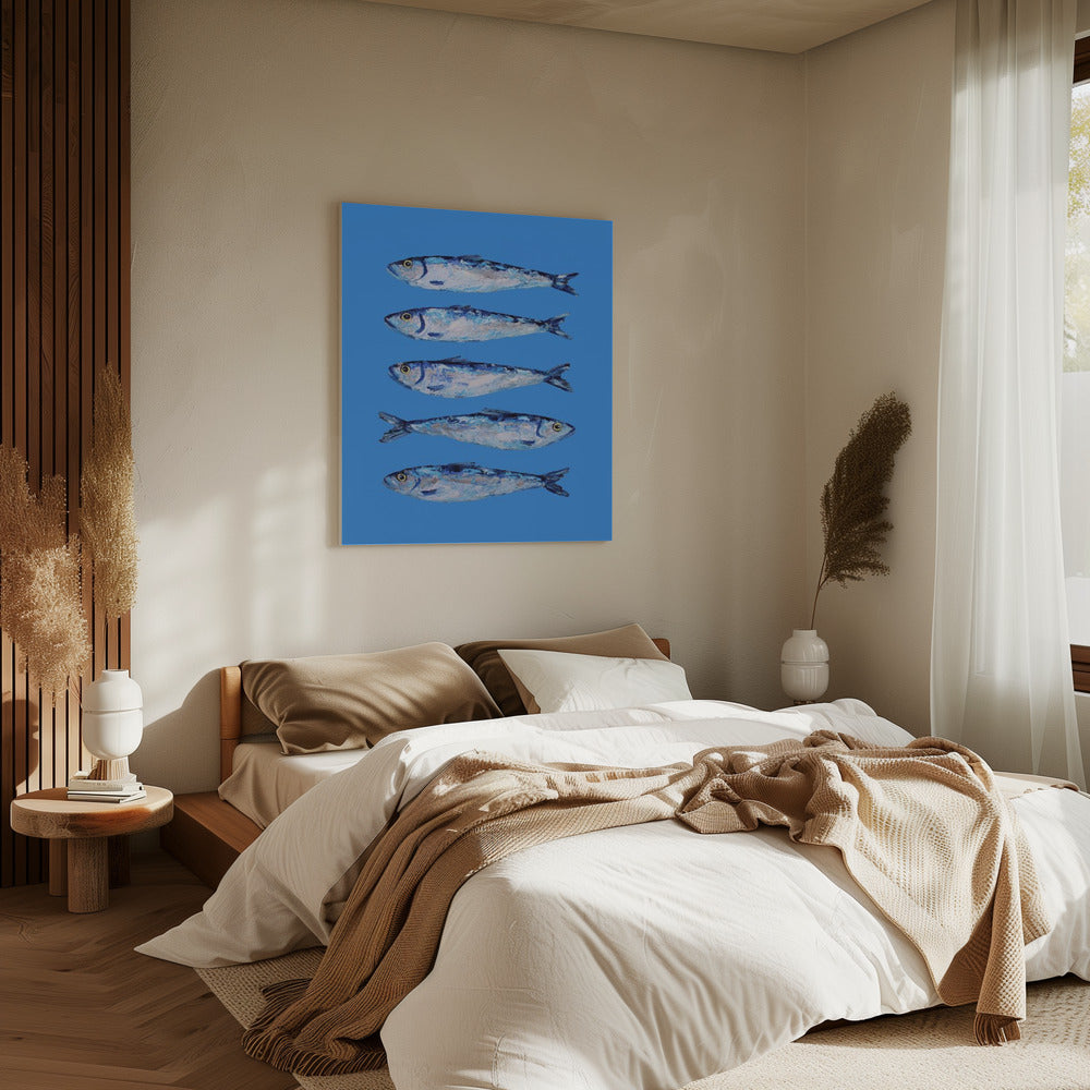 Sardines on Blue Poster och Canvastavla