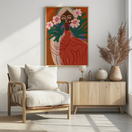 Shy Flower Girl Poster och Canvastavla