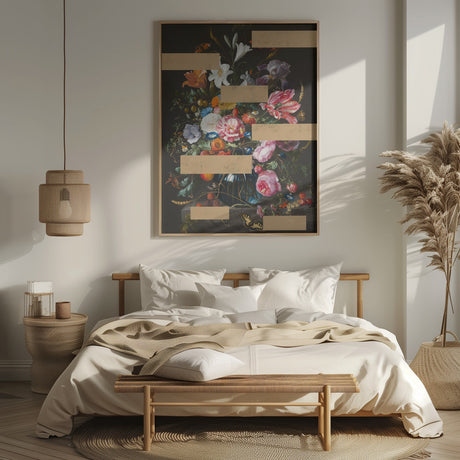 Bouquet of Vintage Oil Painting Flowers, Modern Collage Poster och Canvastavla
