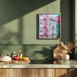 Pink and Blue Row Houses in San Francisco Poster och Canvastavla