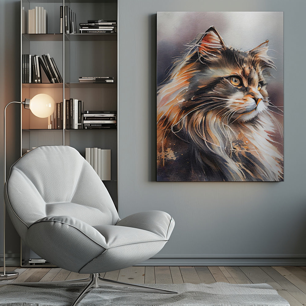 Cat watercolor painting animal Poster och Canvastavla