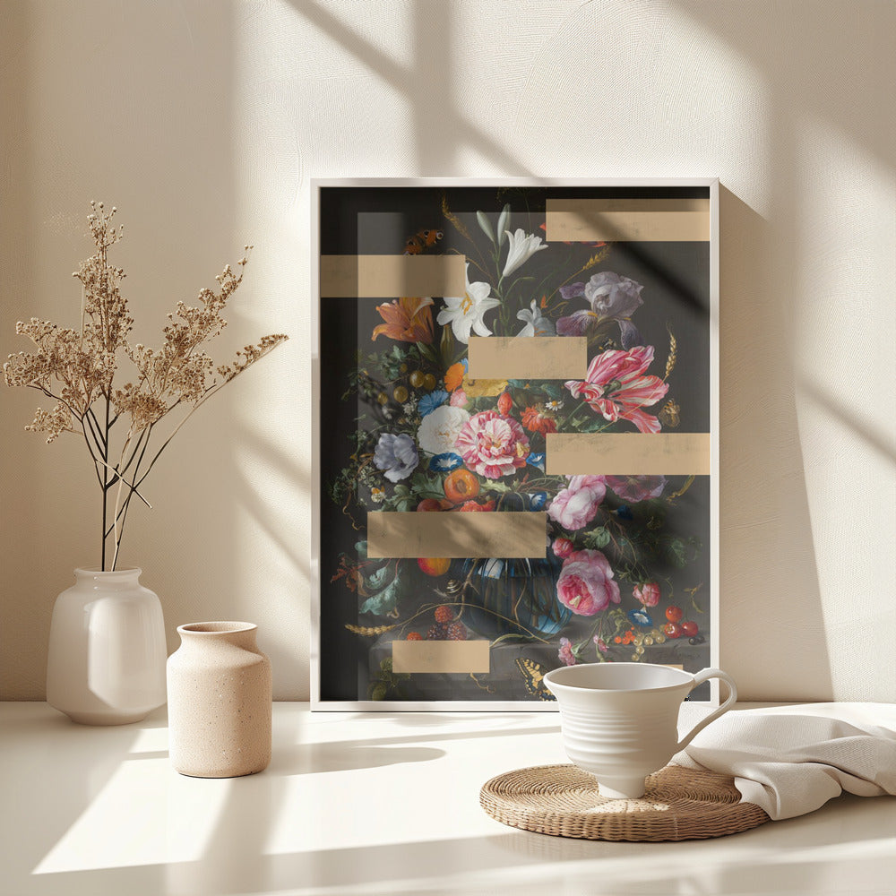 Bouquet of Vintage Oil Painting Flowers, Modern Collage Poster och Canvastavla