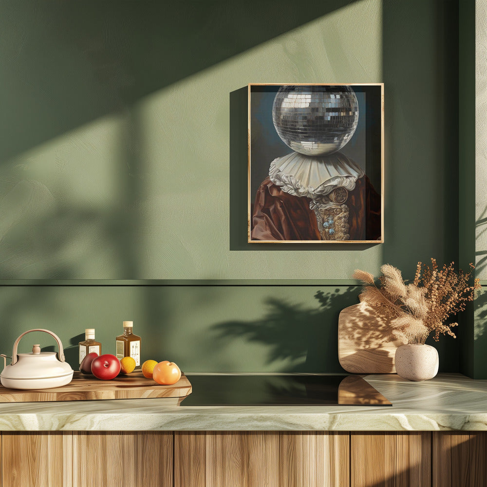 Antique Disco Ball, A Man with Disco head Poster och Canvastavla
