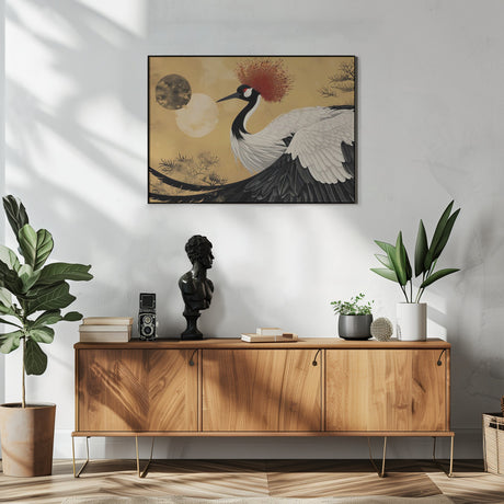 Abstract red-crowned crane Poster och Canvastavla
