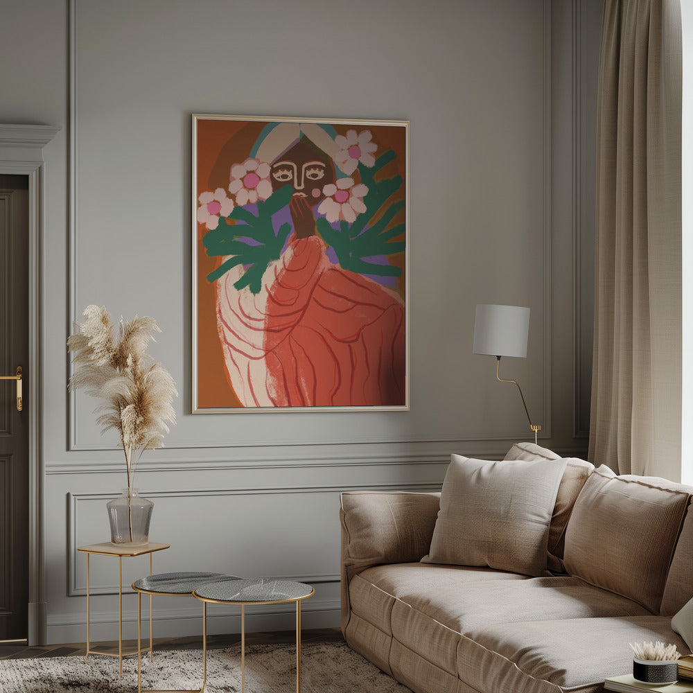 Shy Flower Girl Poster och Canvastavla