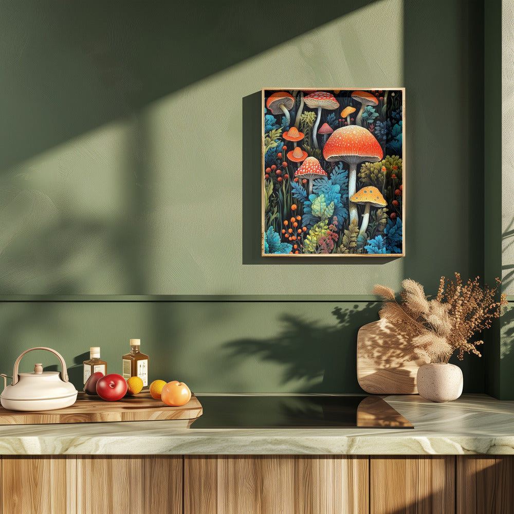 Nature 1 mushrooms Poster och Canvastavla