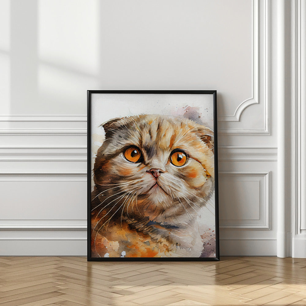 Cat watercolor painting animal Poster och Canvastavla