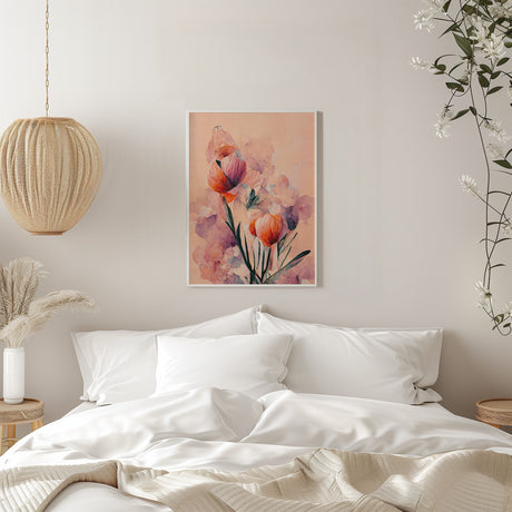 Abstract Coral Flowers (Peach) Poster och Canvastavla