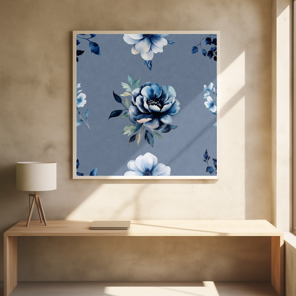 Denim Floral 2 3 Poster och Canvastavla