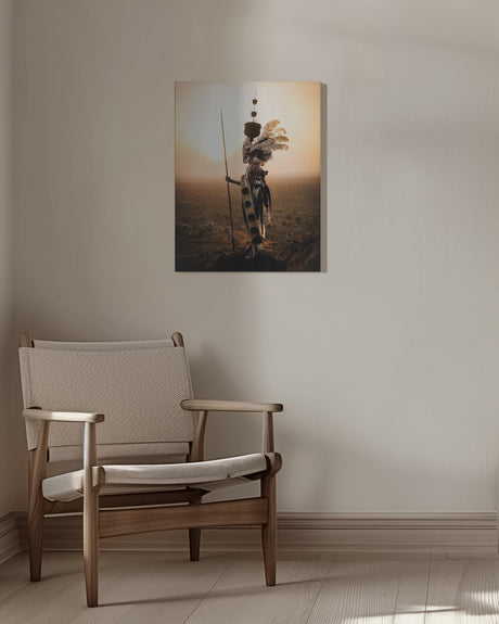 Portrait at Sunrise, Lopit man, Soth Sudan Poster och Canvastavla