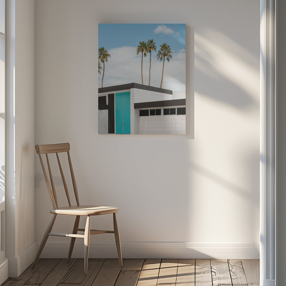 Turquoise Blue Doors on a Modern Home Poster och Canvastavla