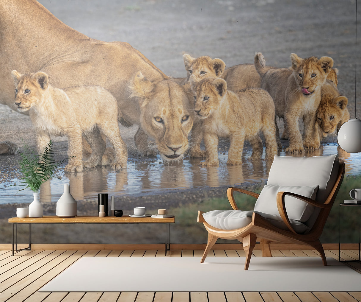 Wariness at the water hole Poster och Canvastavla