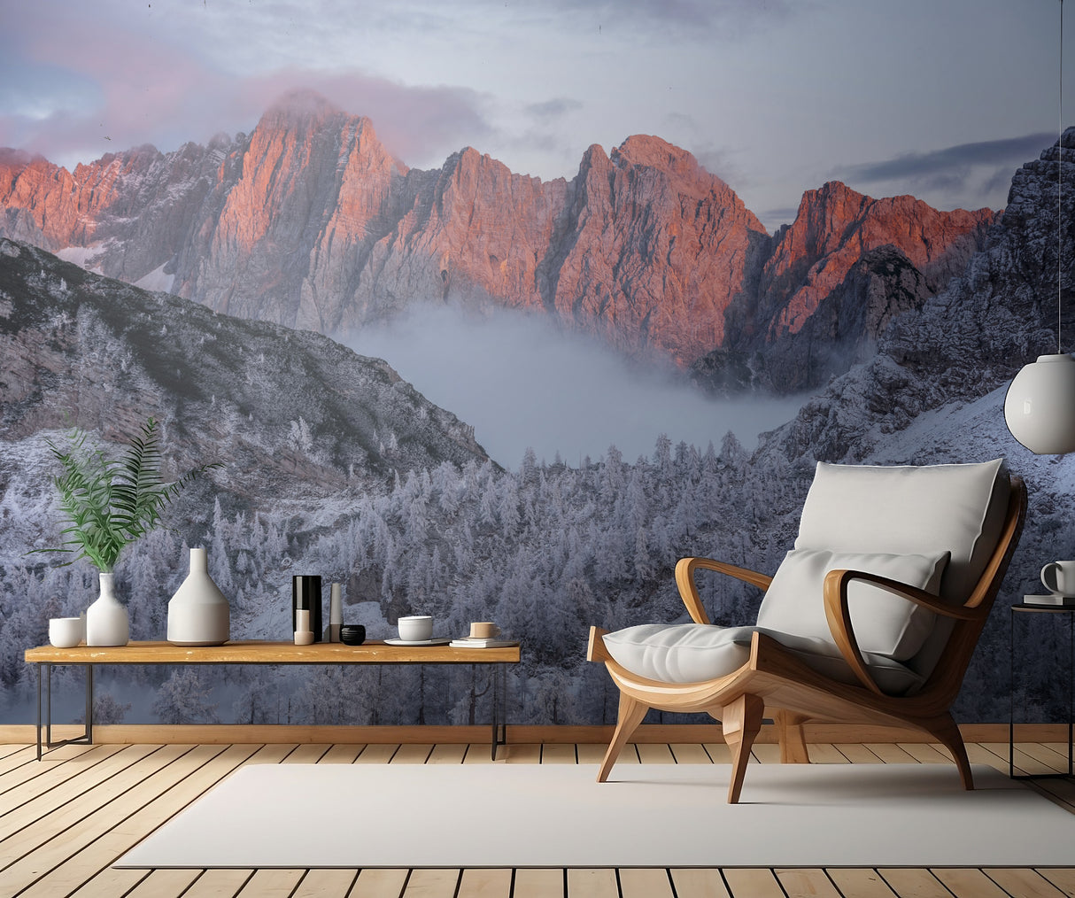 Winter sunset in the mountains Poster och Canvastavla