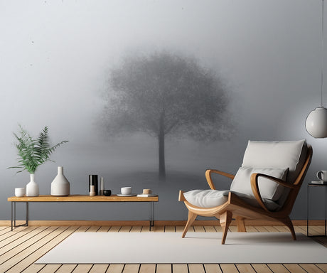 Tree in Fog Poster och Canvastavla