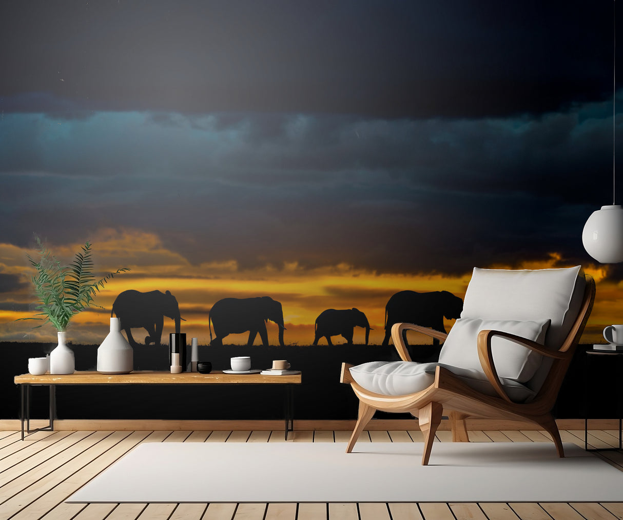 Elephants at dusk Poster och Canvastavla