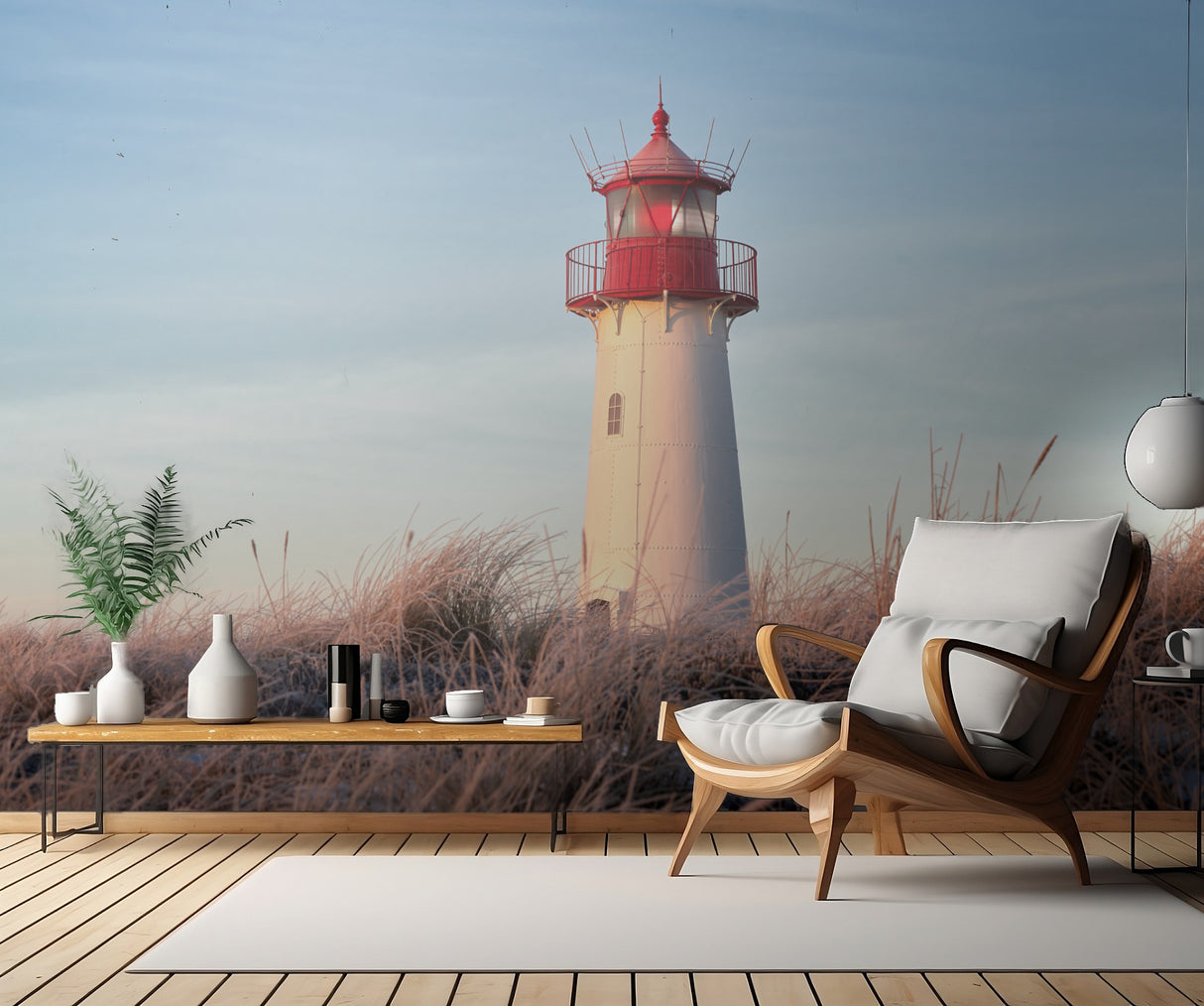 Lighthouse on winter morning Poster och Canvastavla