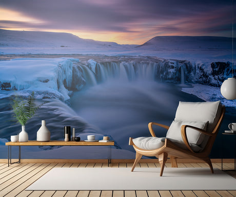 Wintry waterfall Poster och Canvastavla