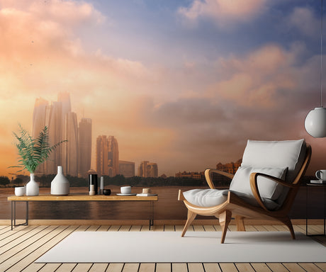 Etihad Towers &amp; Emirates Palace, Abu Dhabi, UAE Poster och Canvastavla