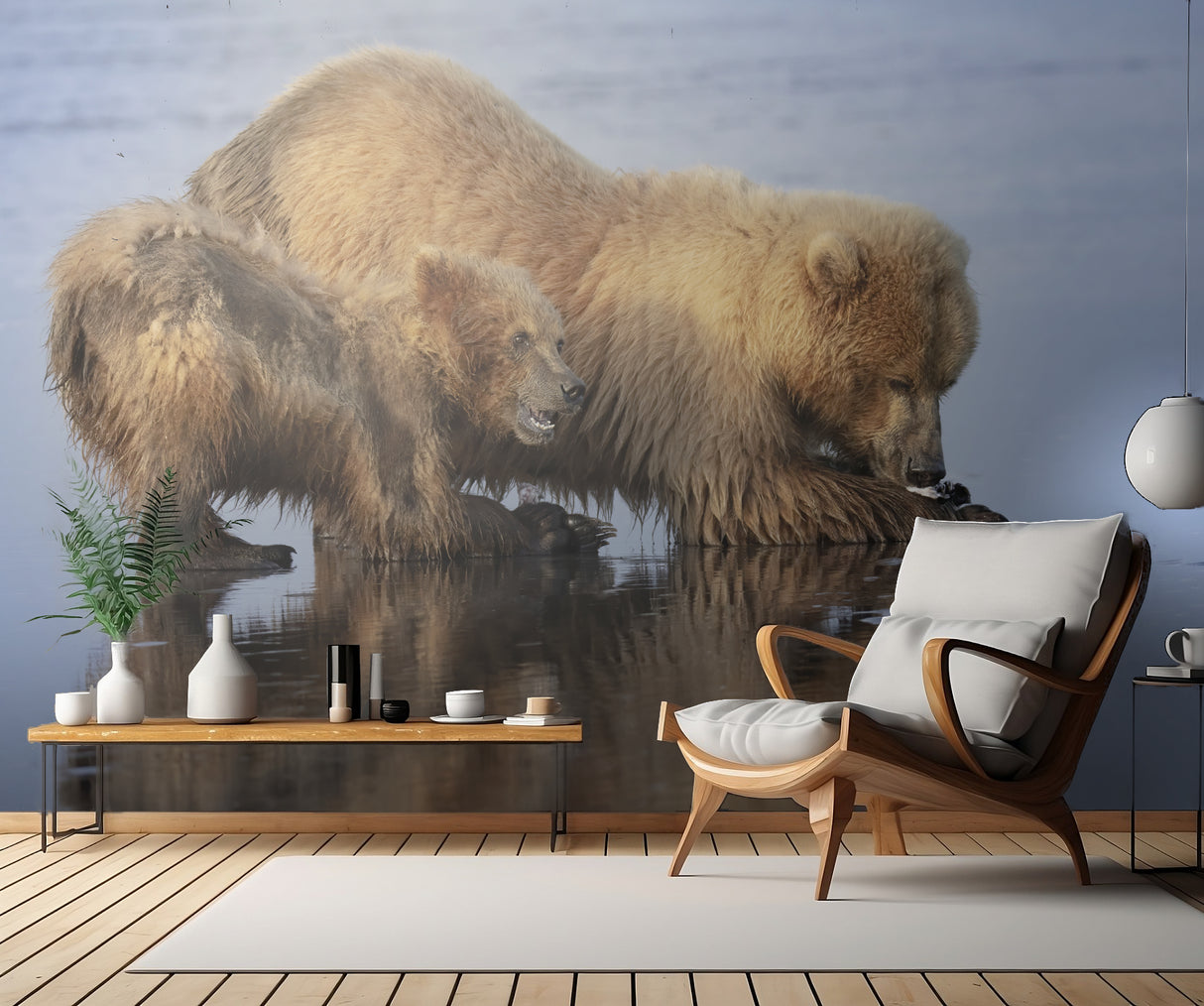Mother and Cub Clamming Poster och Canvastavla