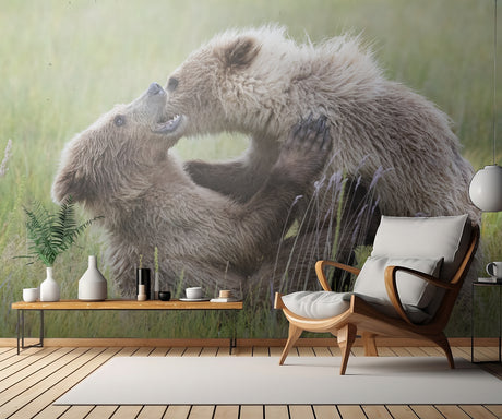 Bear Cubs Playing Poster och Canvastavla