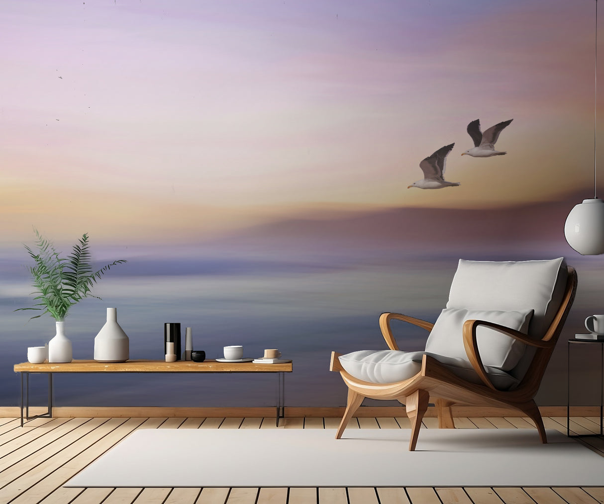 Seagulls over Long Beach Poster och Canvastavla
