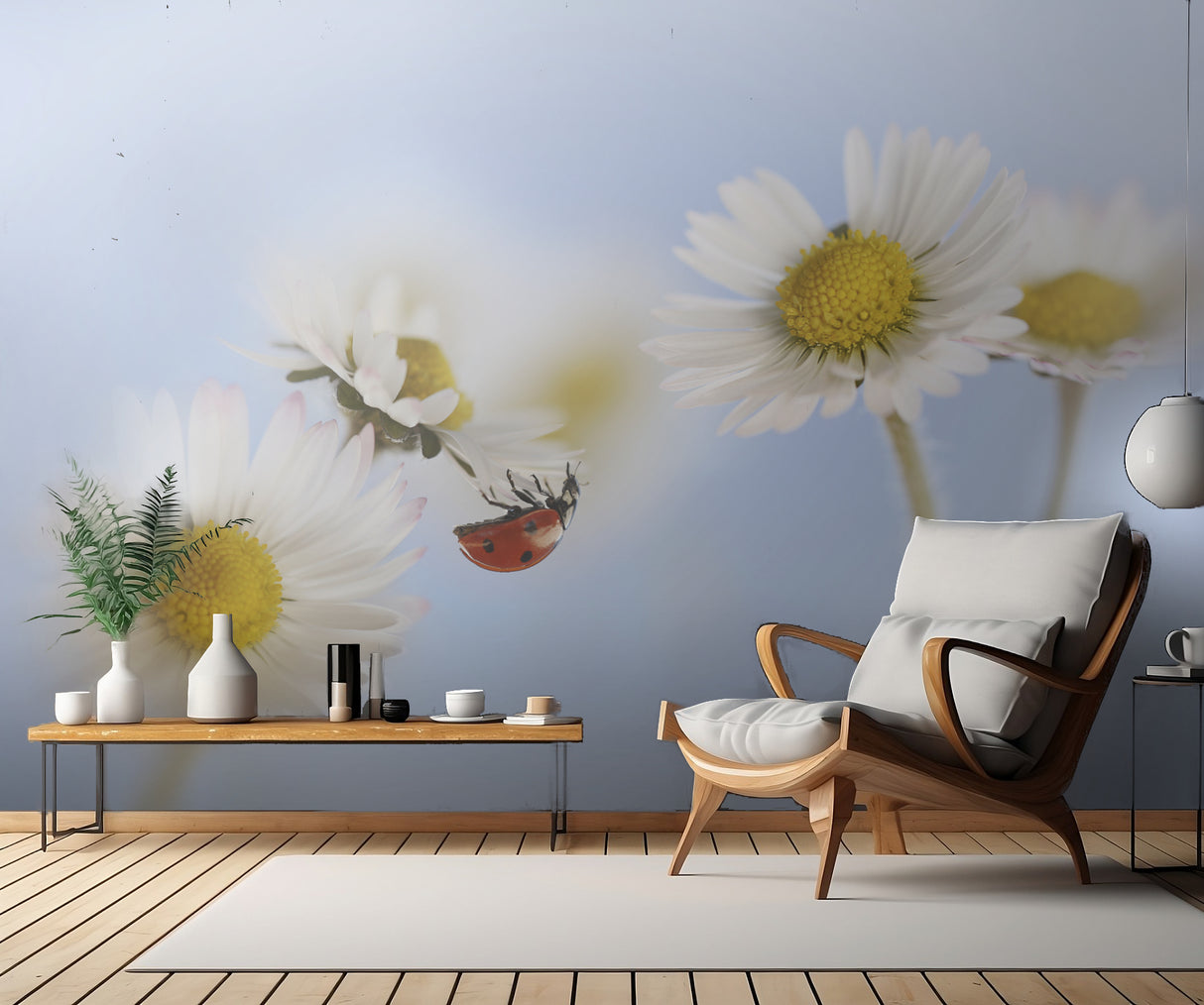 Ladybird and daisies Poster och Canvastavla