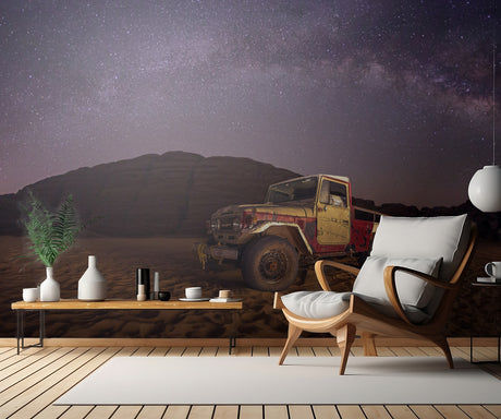 Car under the Milkyway galaxy Poster och Canvastavla