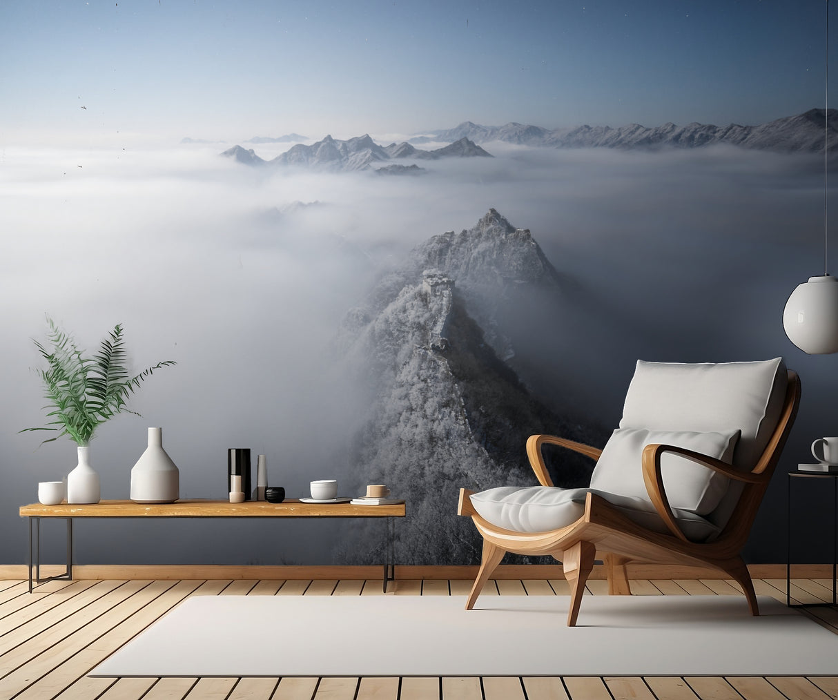 Great Wall Moonlight Starry Sky Cloud Sea Poster och Canvastavla