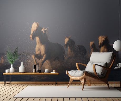 horses in sunset light Poster och Canvastavla