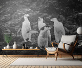 Happy Penguins in Heavy Snow Poster och Canvastavla
