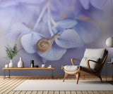 Little snail on hydrangea Poster och Canvastavla
