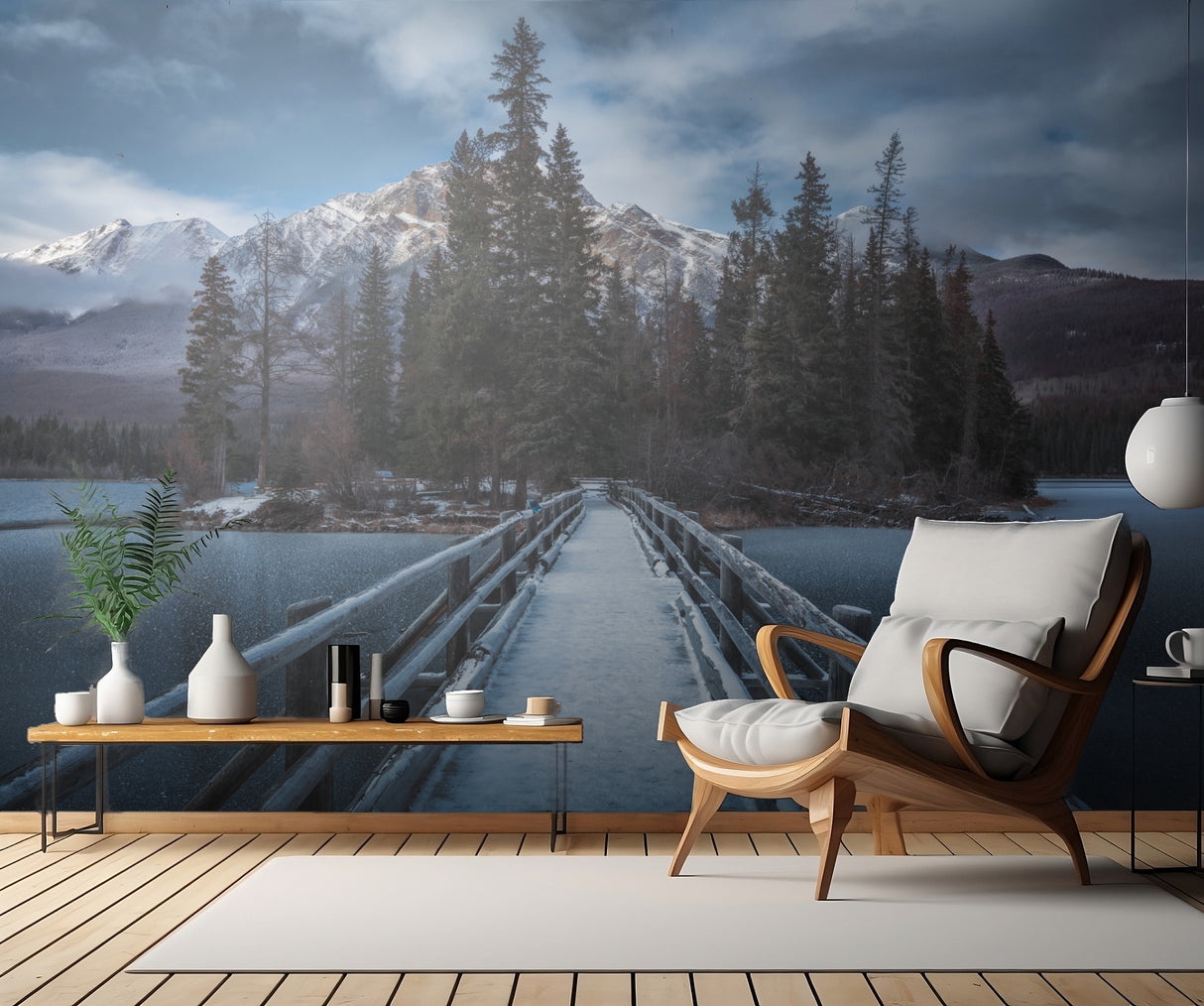 Frozen Pyramid Lake Poster och Canvastavla