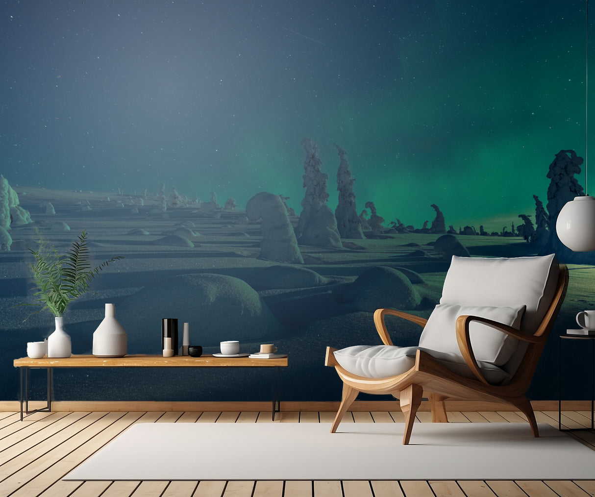 When moonlight meet polar lights Poster och Canvastavla