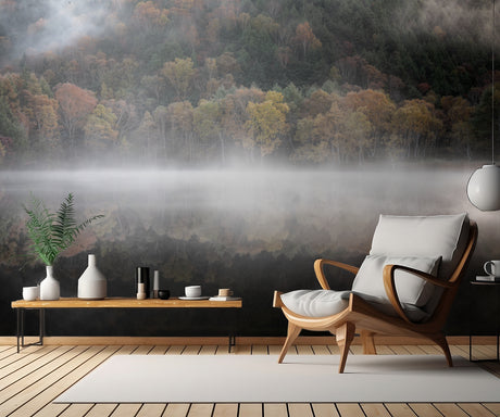 The mystical pond in the autumn Poster och Canvastavla