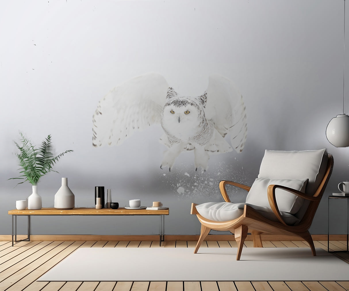 Snowy Owl taking flight Poster och Canvastavla