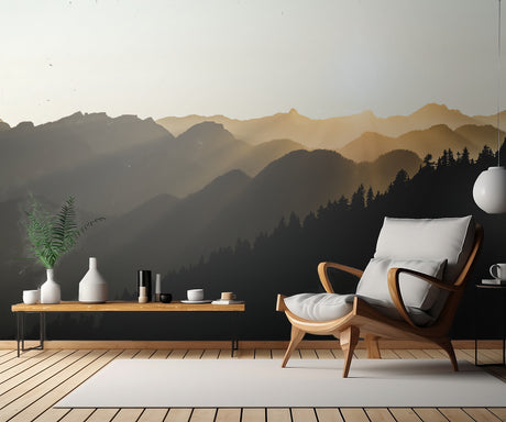 Sunset sun rays over the mountains Poster och Canvastavla