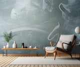 Green and White Acrylic No 1 Poster och Canvastavla