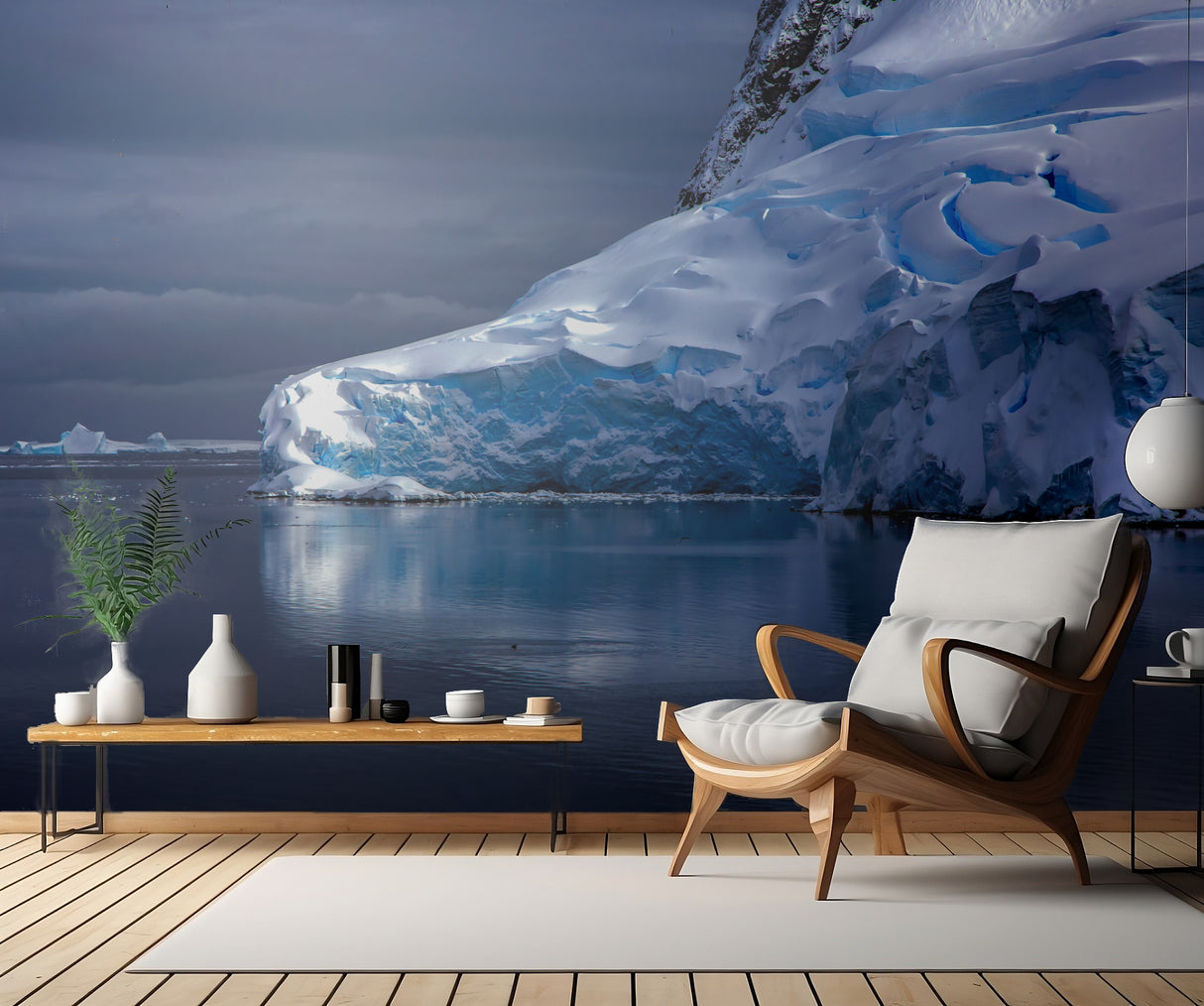 The Silent Blue Icebergs in Antarctica Poster och Canvastavla