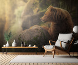 Brown bear during sunset. Poster och Canvastavla