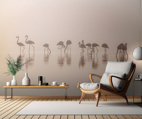 Flamingos in the mist Poster och Canvastavla