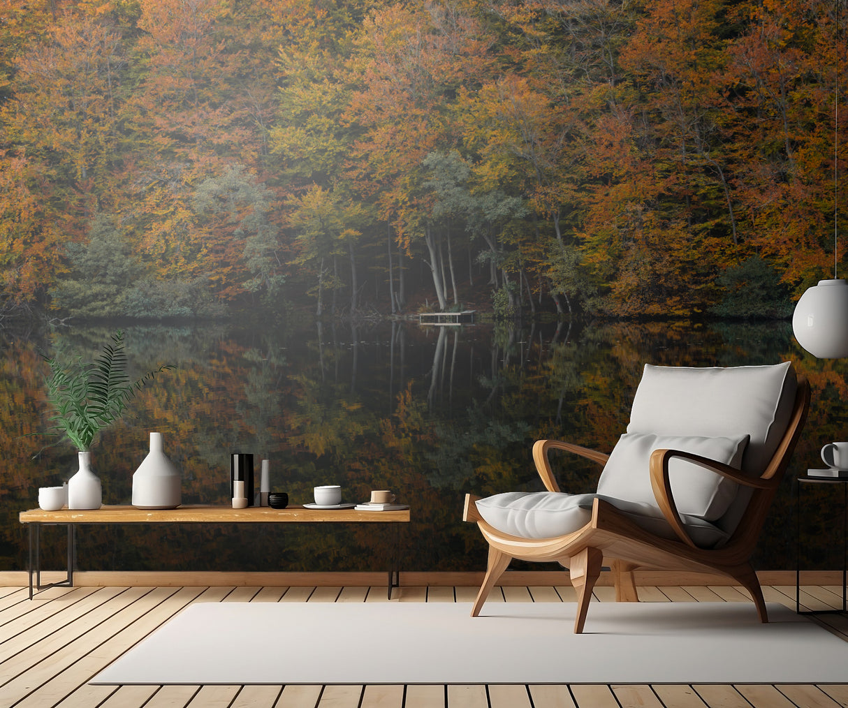 Autumn at the river Poster och Canvastavla