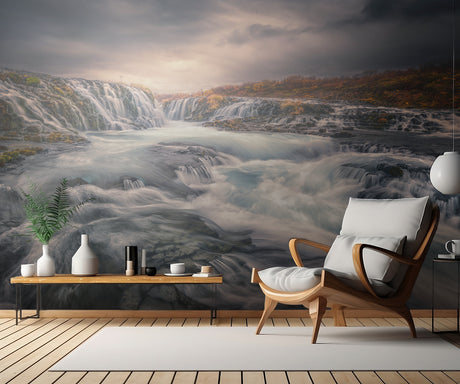 Sunset at Bruarfoss Poster och Canvastavla