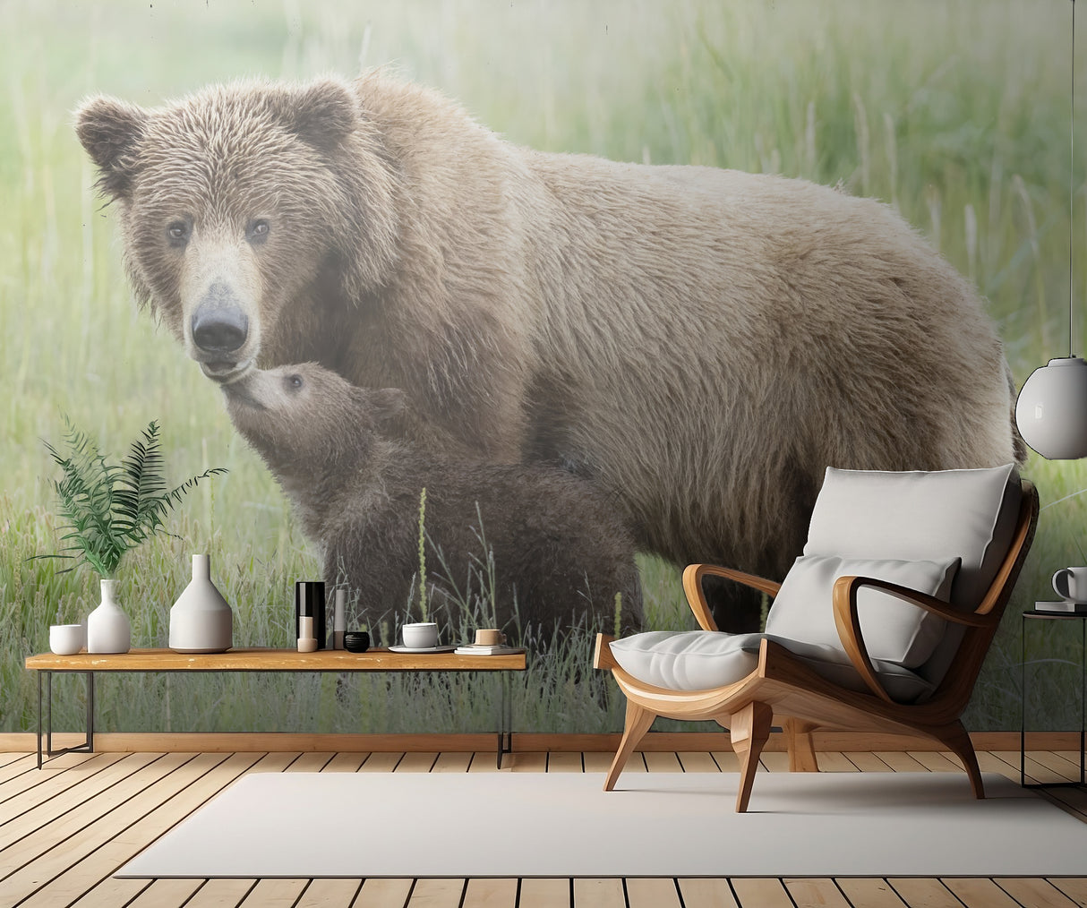 Mother Bear and Cub Moment Poster och Canvastavla