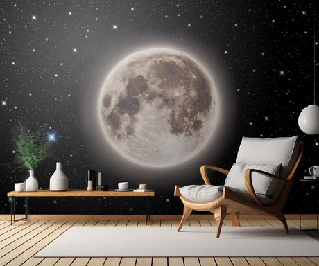 Glowing Emerald Moon With Starry Sky Poster och Canvastavla