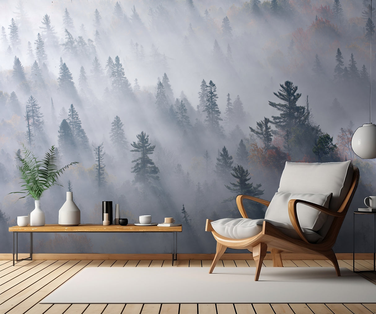 Trees shrouded in fog Poster och Canvastavla